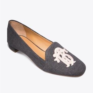 Tory Burch Antonia Smoking Loafer Wool Felt Gray